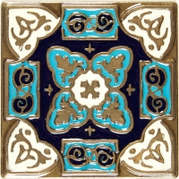 Bronzová dekorace Enameled Persia 1630, 7,5x7,5 cm